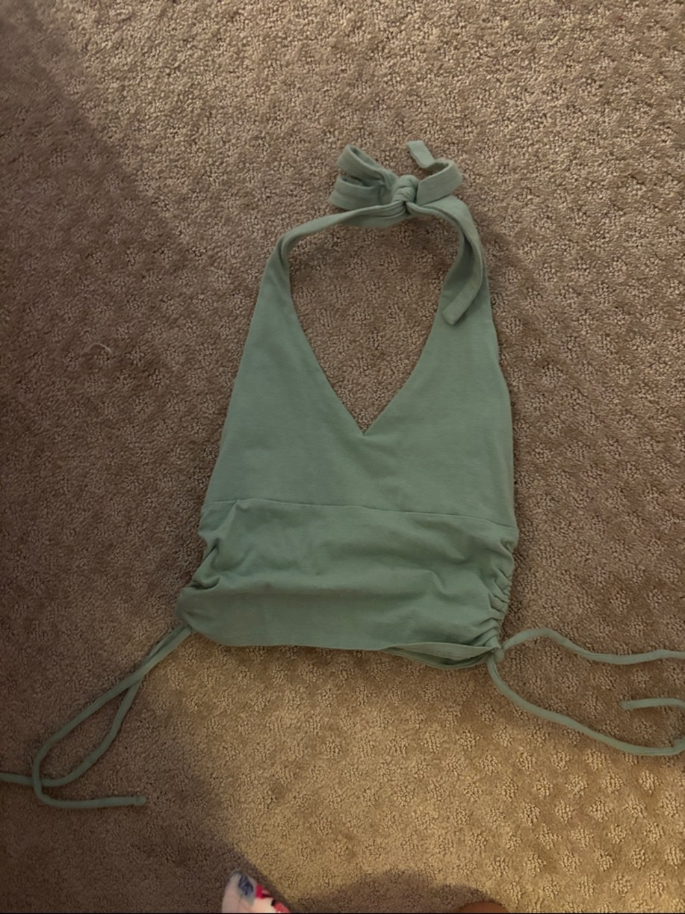 Hollister Sage Green Halter Tie-Back Crop Top